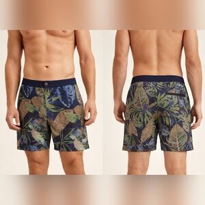 NWT RHONE Barrier Swim Shorts XXL Tropical Floral Green Blue 6” Inseam Men's